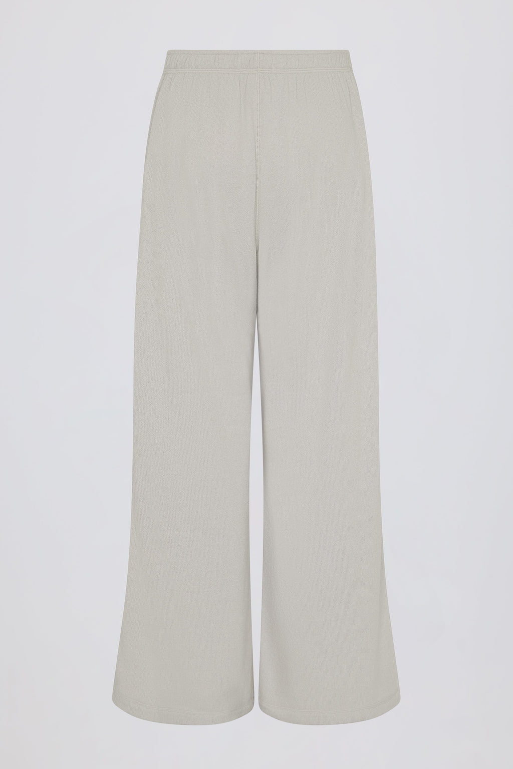 Chic Textured Cotton Button Low-Rise Wide-Leg Joggers in Light Grey