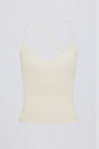 Chic Cross-Back Tank Top in Cream