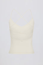 Chic Cross-Back Tank Top in Cream