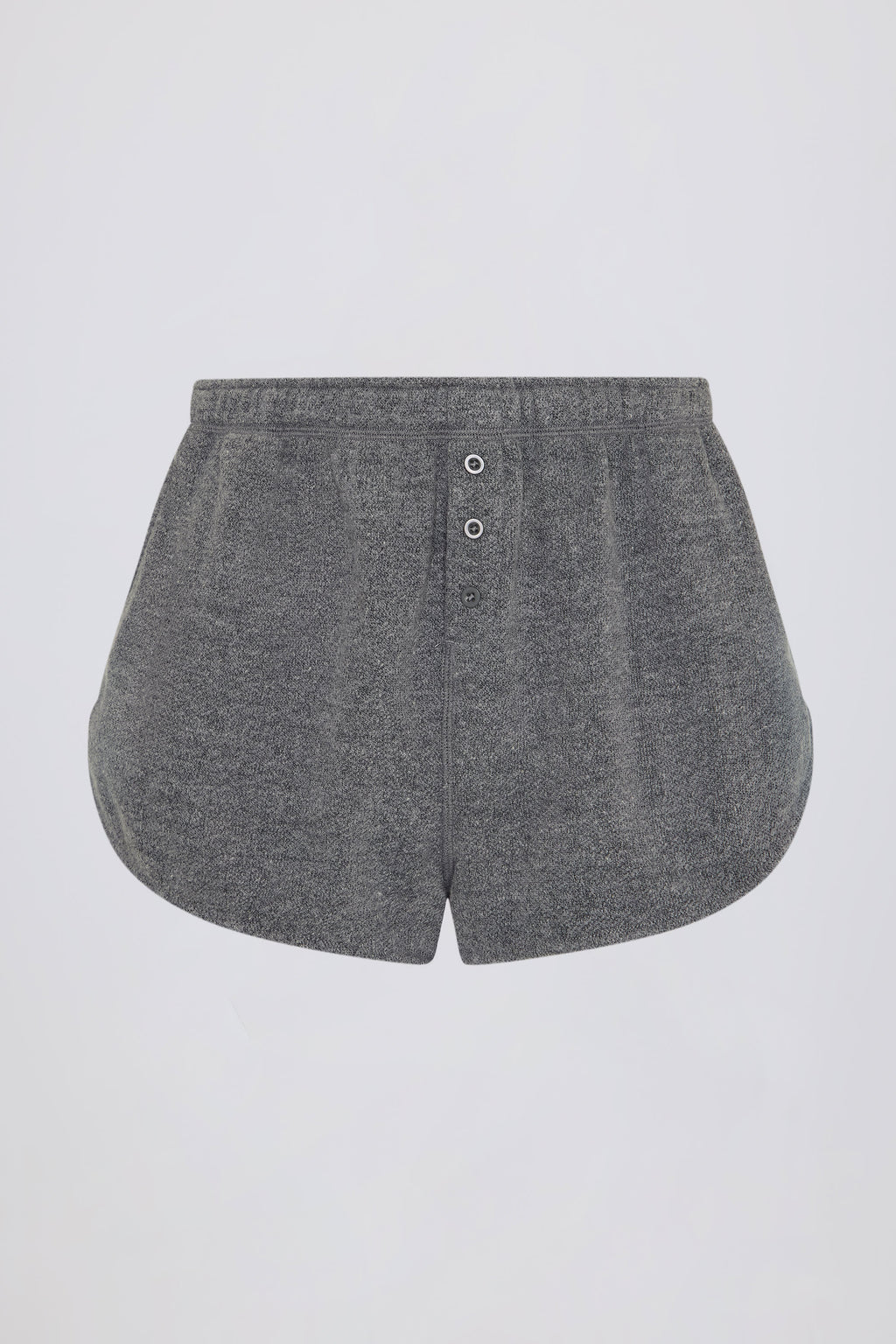 Chic Button-Detail Mid-Rise Shorts in Dark Grey