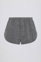 Chic Button-Detail Mid-Rise Shorts in Dark Grey