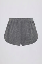 Chic Button-Detail Mid-Rise Shorts in Dark Grey