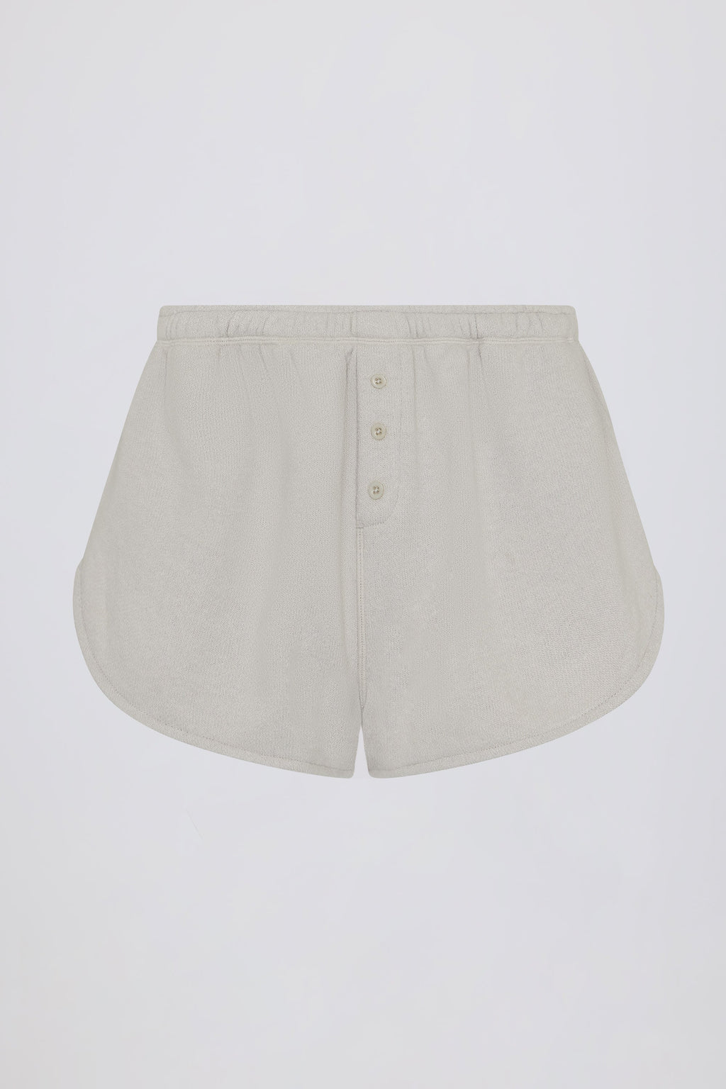 Chic Button-Detail Mid-Rise Shorts in Light Grey