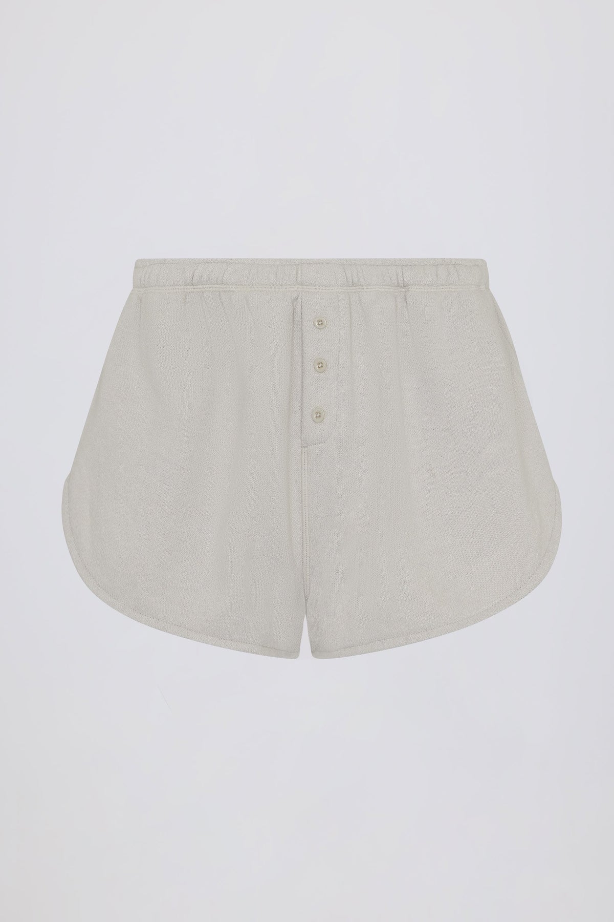 Chic Button-Detail Mid-Rise Shorts in Light Grey