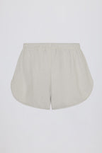 Chic Button-Detail Mid-Rise Shorts in Light Grey