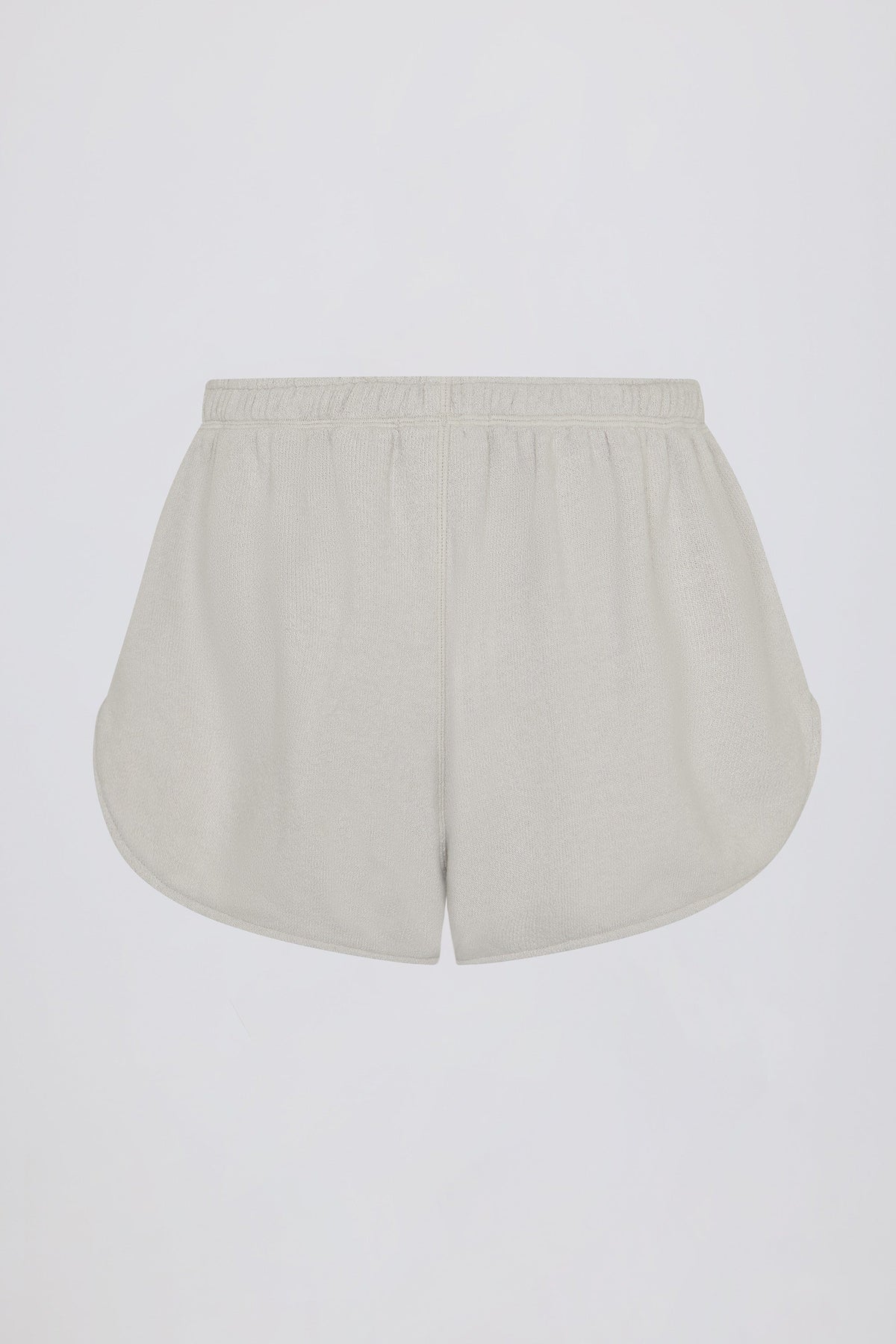 Chic Button-Detail Mid-Rise Shorts in Light Grey