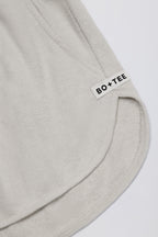 Chic Button-Detail Mid-Rise Shorts in Light Grey
