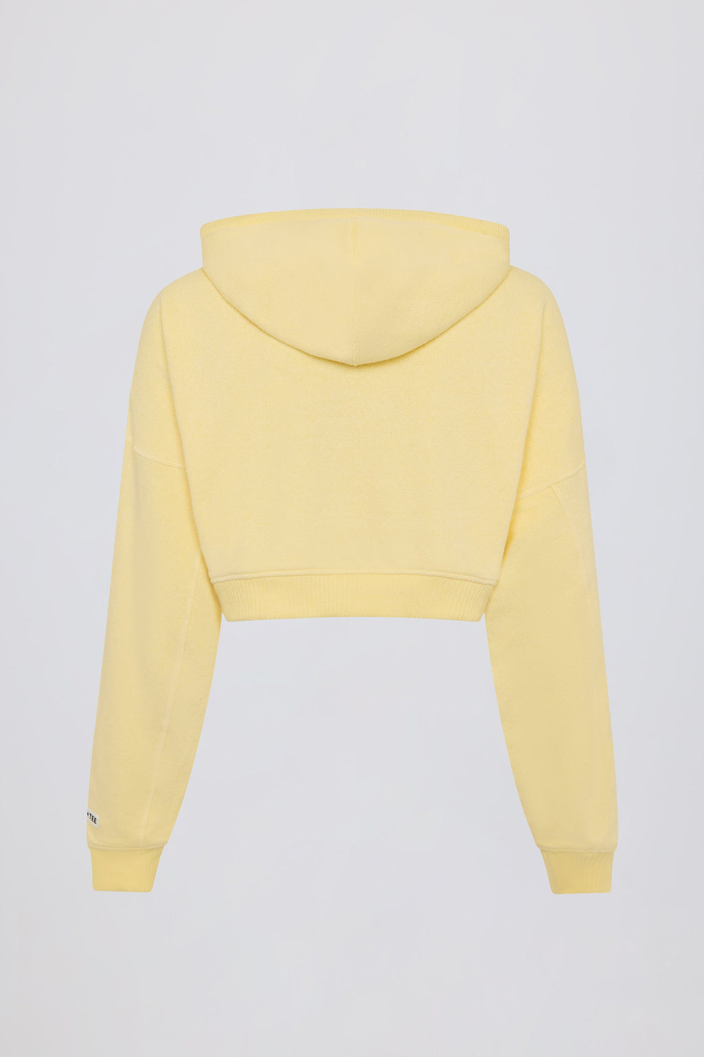 Chic Terry Cotton Zip-Up Cropped Hoodie in Lemon