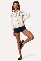 Chic Terry Towelling Zip-Up Cropped Sweatshirt in Ivory