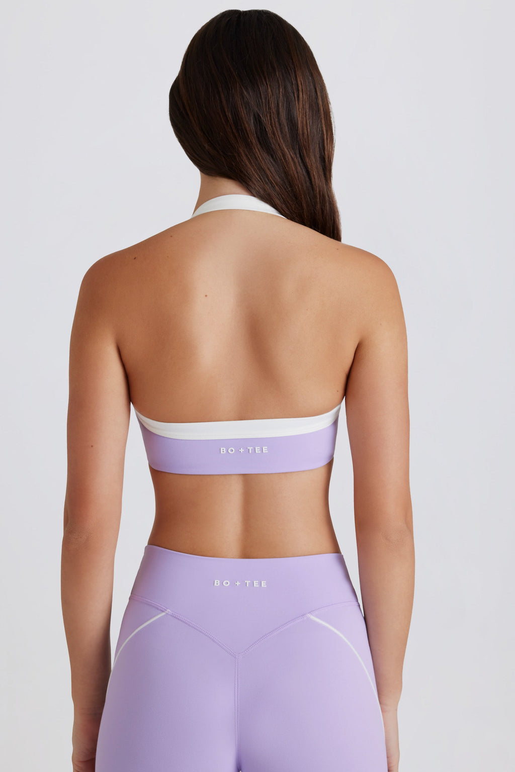 Chic Soft Active Twist-Front Halterneck Sports Bra in Lavender