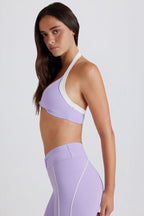 Chic Soft Active Twist-Front Halterneck Sports Bra in Lavender
