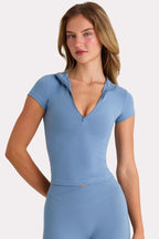 Chic Soft Active Quarter-Zip Top in Marine