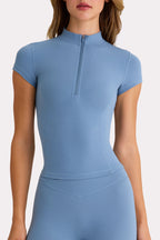 Chic Soft Active Quarter-Zip Top in Marine