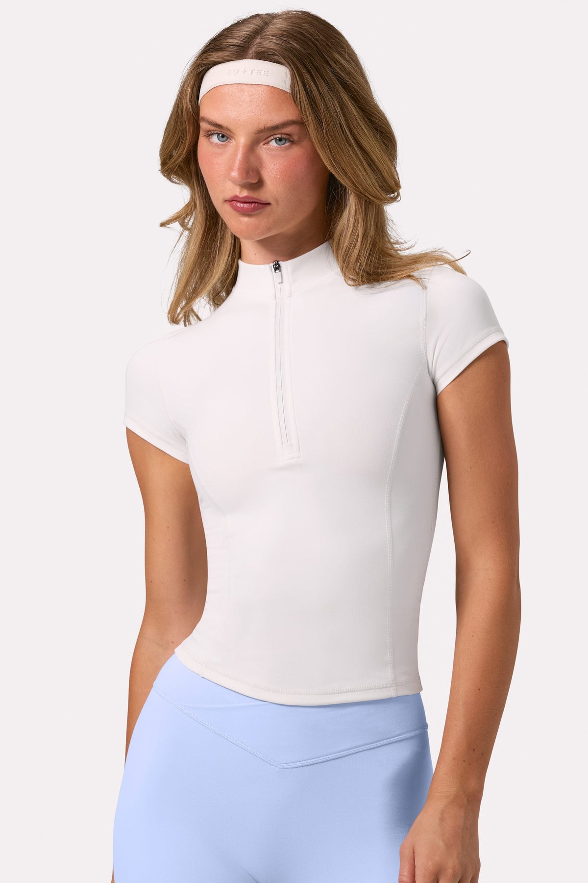 Chic Soft Active Quarter-Zip Top in Coconut