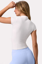 Chic Soft Active Quarter-Zip Top in Coconut