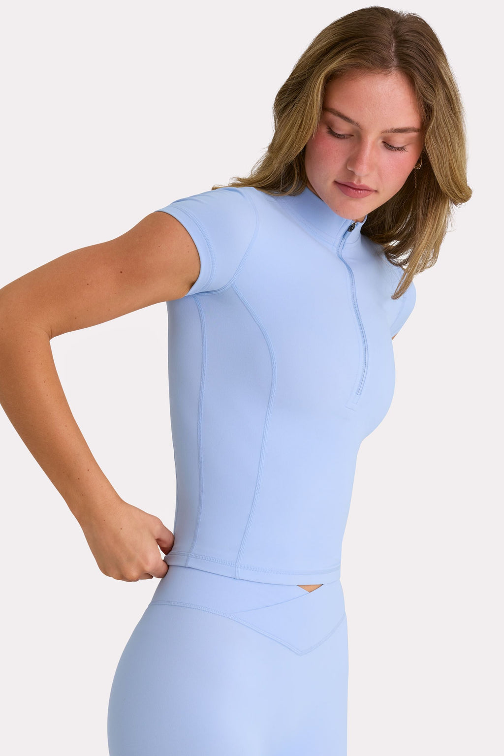 Chic Soft Active Quarter-Zip Top in Sky