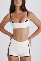 Chic Soft Active Twist-Back Layered Sports Bra in Coconut
