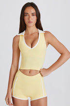 Chic Soft Active Polo Crop Top in Lemon
