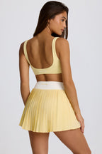 Chic Soft Active Crossover Pleated Mini Skort in Lemon