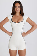 Chic Soft Active Open-Back Unitard in Coconut