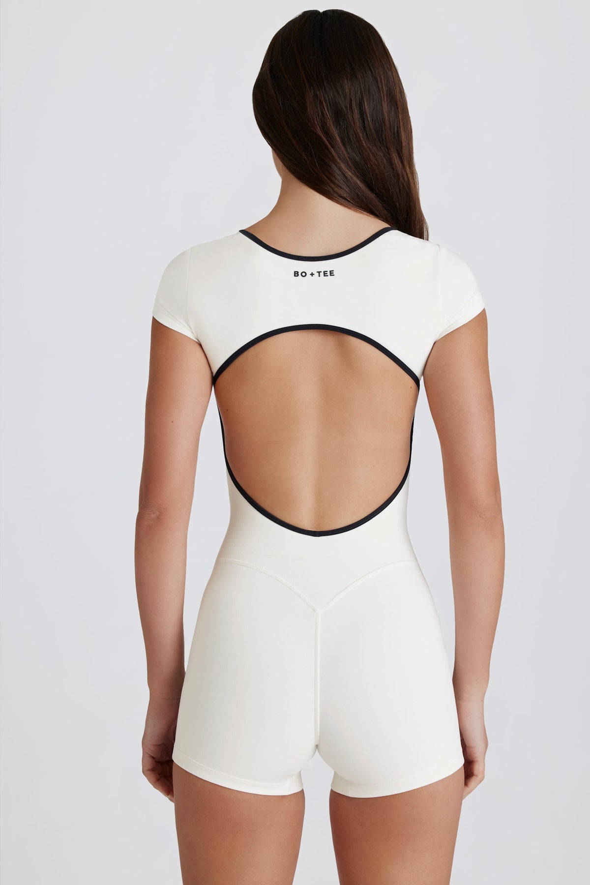 Chic Soft Active Open-Back Unitard in Coconut