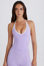 Chic Soft Active V-Neck Halterneck Top in Lilac
