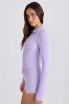 Chic Soft Active Contrast Zip-Up Jacket in Lilac