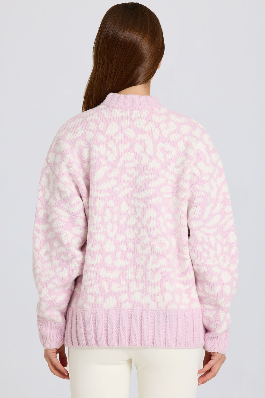 Chic Jacquard-Knit Oversized Jumper in Pink