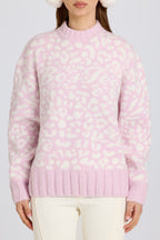 Chic Jacquard-Knit Oversized Jumper in Pink