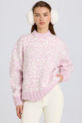 Chic Jacquard-Knit Oversized Jumper in Pink