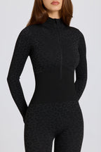 Chic Thermal Base-Layer Jumpsuit in Black Leopard