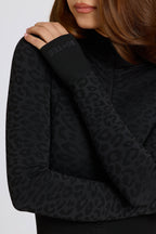 Chic Thermal Base-Layer Jumpsuit in Black Leopard