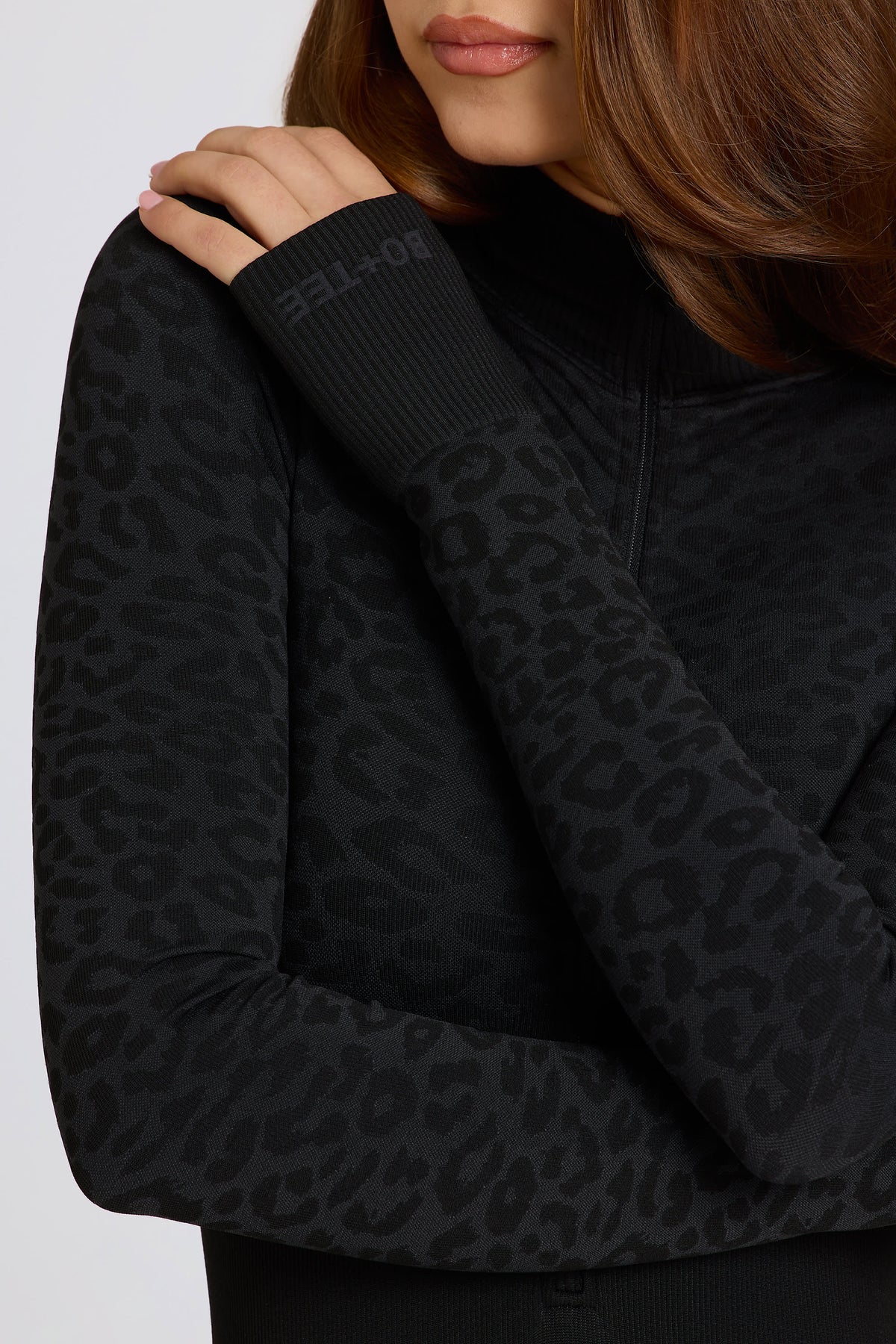 Chic Thermal Base-Layer Jumpsuit in Black Leopard