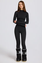 Chic Thermal Base-Layer Leggings in Black Leopard