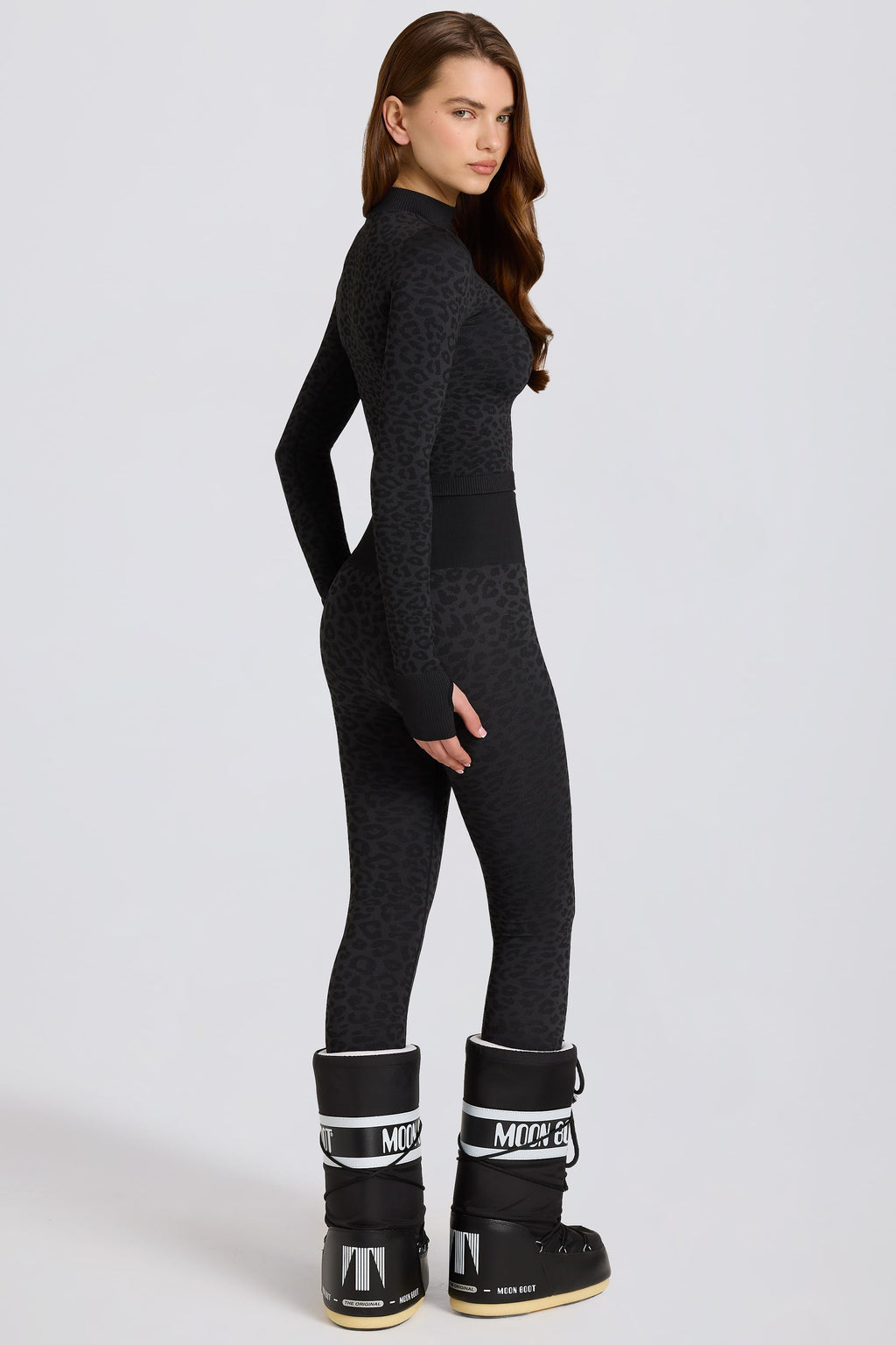 Chic Thermal Base-Layer Leggings in Black Leopard