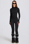 Chic Thermal Base-Layer Leggings in Black Leopard