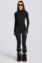 Chic Thermal Base-Layer Leggings in Black Leopard