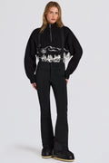 Chic Waterproof High-Rise Salopettes with Suspenders in Black