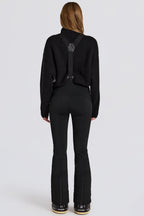 Chic Waterproof High-Rise Salopettes with Suspenders in Black