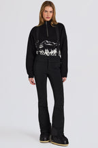 Chic Waterproof High-Rise Salopettes with Suspenders in Black