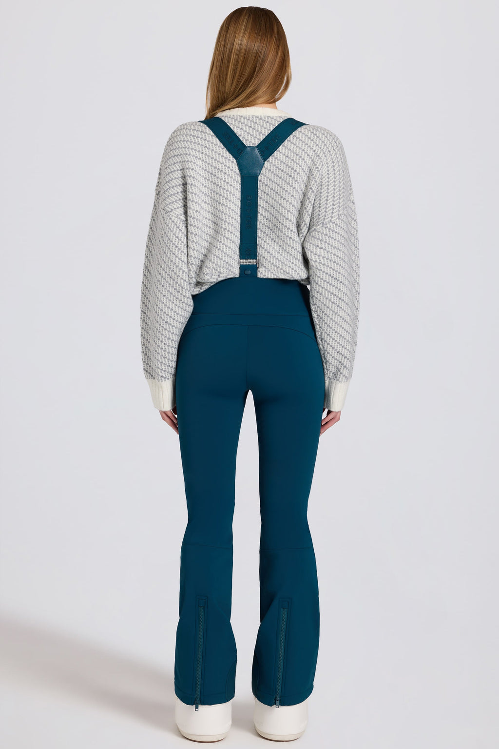 Chic Waterproof High-Rise Salopettes with Suspenders in Teal
