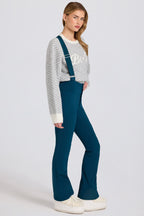 Chic Waterproof High-Rise Salopettes with Suspenders in Teal