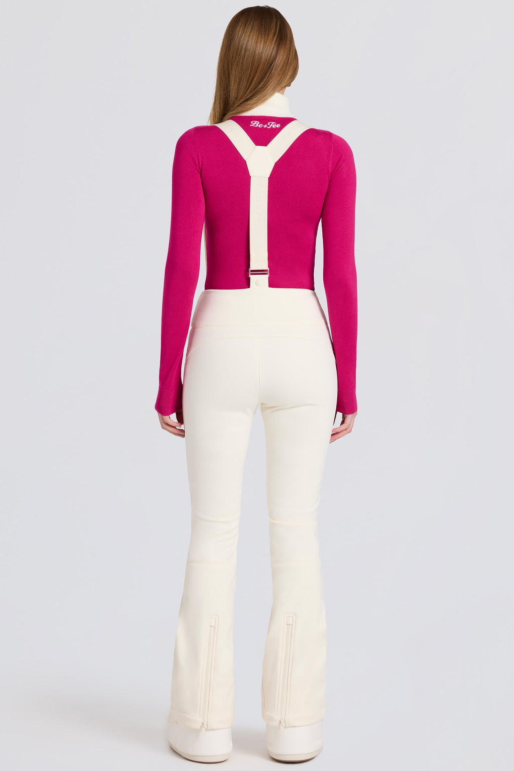 Chic Waterproof High-Rise Salopettes with Suspenders in Ice