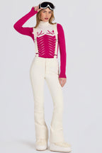 Chic Waterproof High-Rise Salopettes with Suspenders in Ice