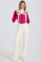 Chic Waterproof High-Rise Salopettes with Suspenders in Ice