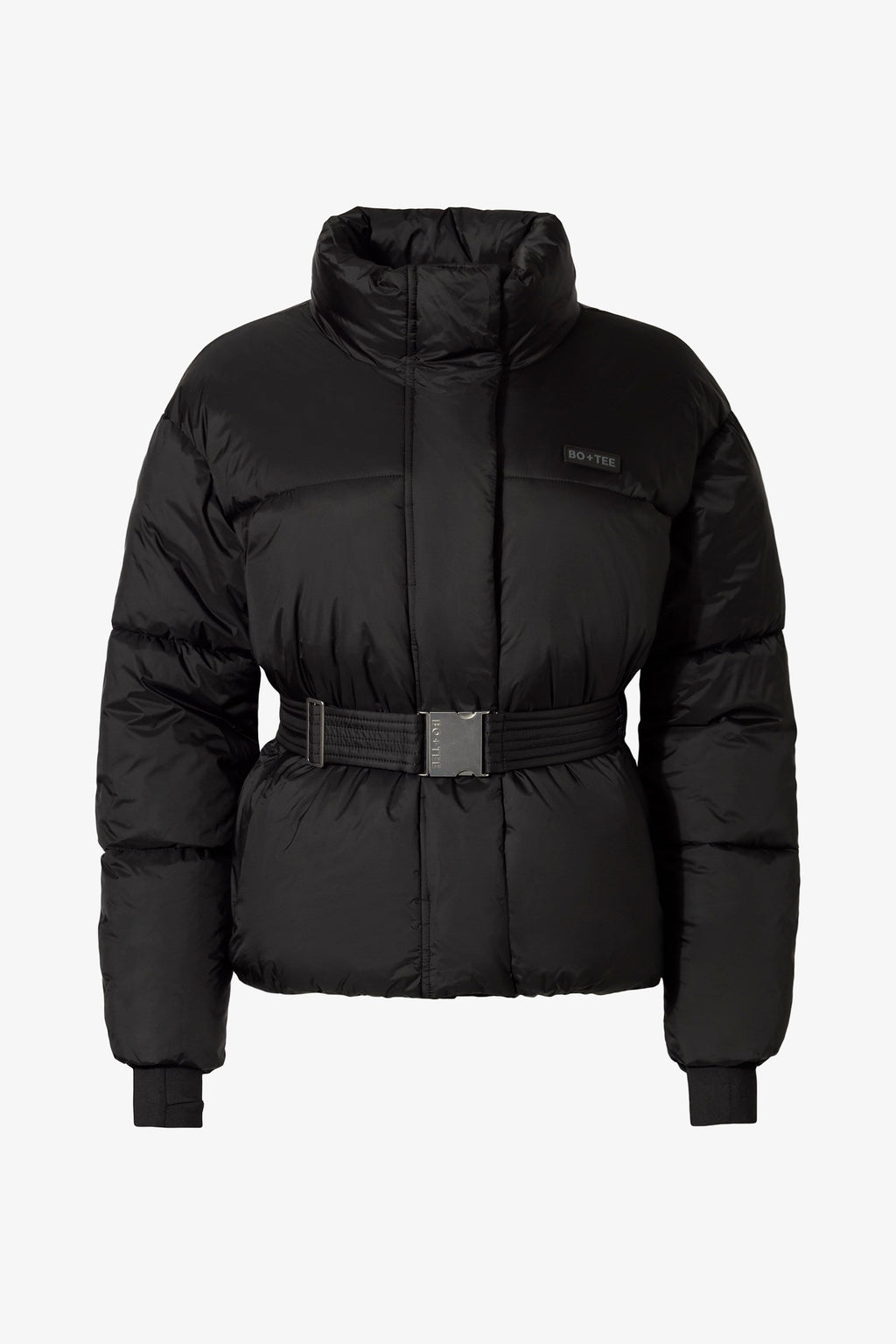 Chic Waterproof Belted Oversized Ski Jacket in Black