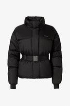 Chic Waterproof Belted Oversized Ski Jacket in Black