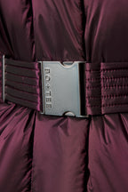 Chic Waterproof Belted Oversized Ski Jacket in Burgundy