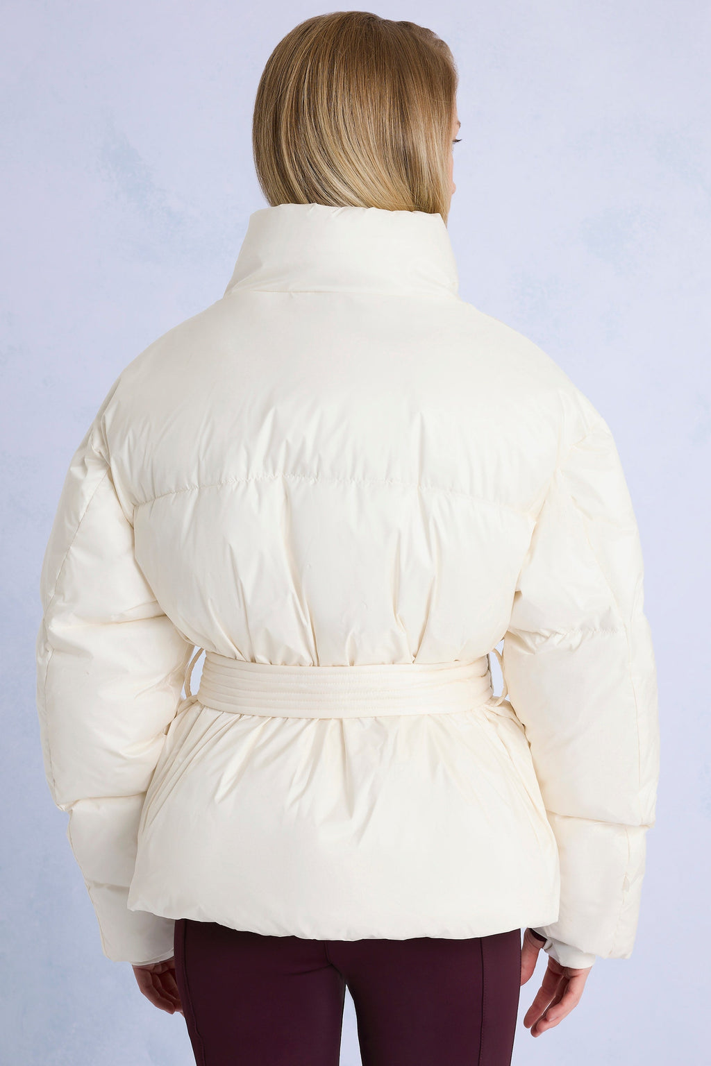 Chic Waterproof Belted Oversized Ski Jacket in Ice