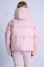 Chic Waterproof Cropped Oversized Ski Jacket in Powder Pink